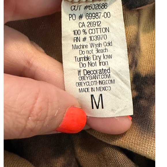 Obey men black brown tie dye long sleeves tee size M - Picture 4 of 9